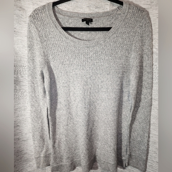 Talbots Sweaters - Talbots Gray Knit Wool Blend Medium Petite Long Sleeve Pullover Sweater